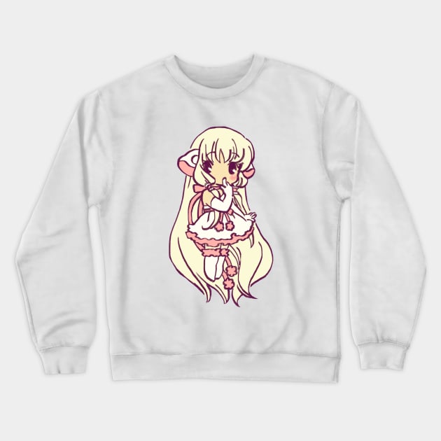 I draw pink pastel chibi chii / chobits elda chi motosuwa Crewneck Sweatshirt by mudwizard